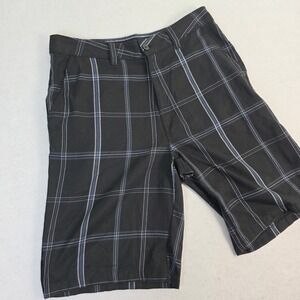 O'Neill Mens 32 Shorts Black Excellent Plaid Hybrid Walk Shorts Casual Surf